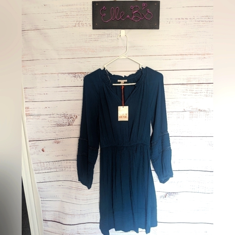NWT Knox Rose Teal / Blue Long Sleeve Dress XS